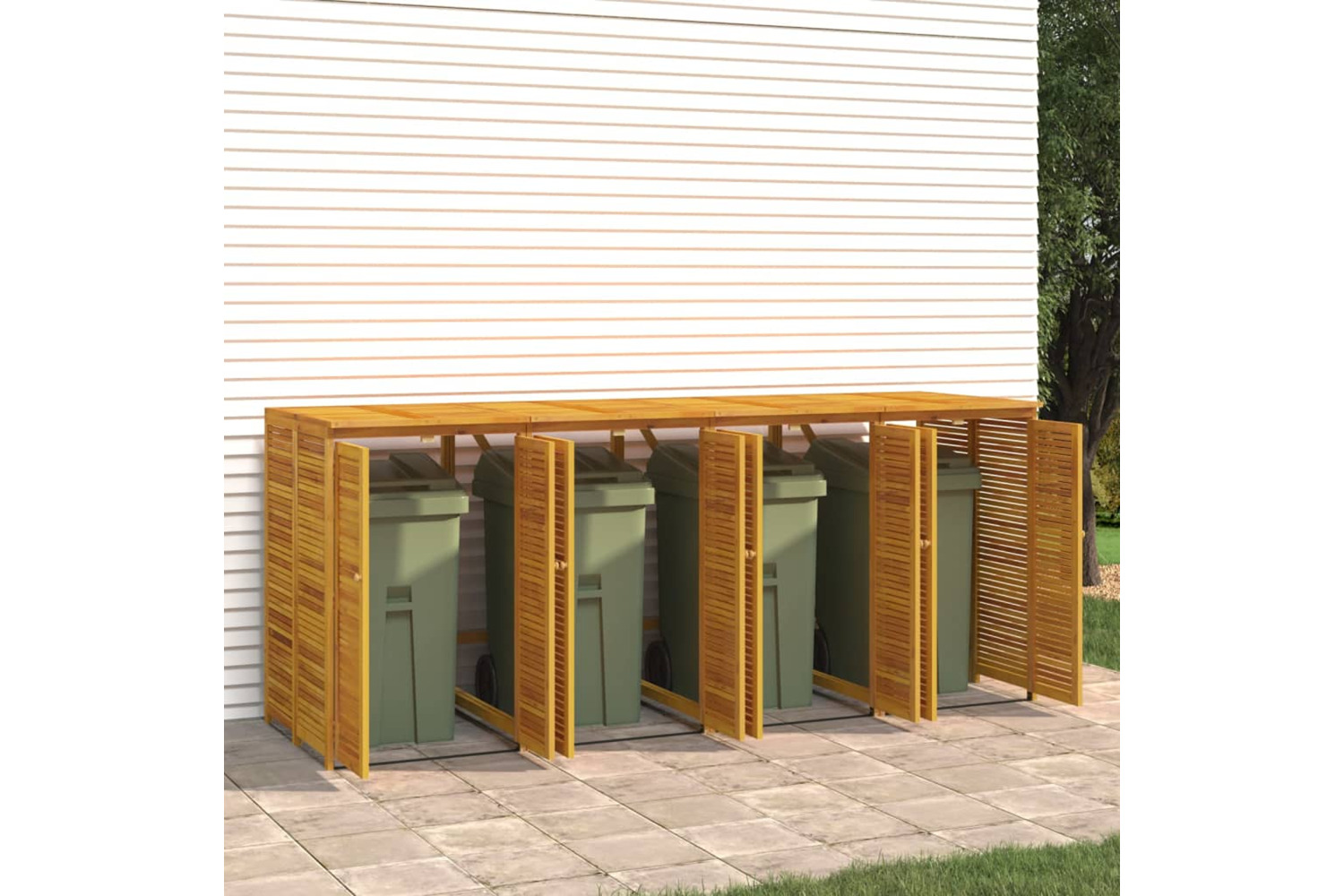 vidaXL 3155241 Quadruple Garbage Bin Shed 280x89x117cm Solid Wood Acacia