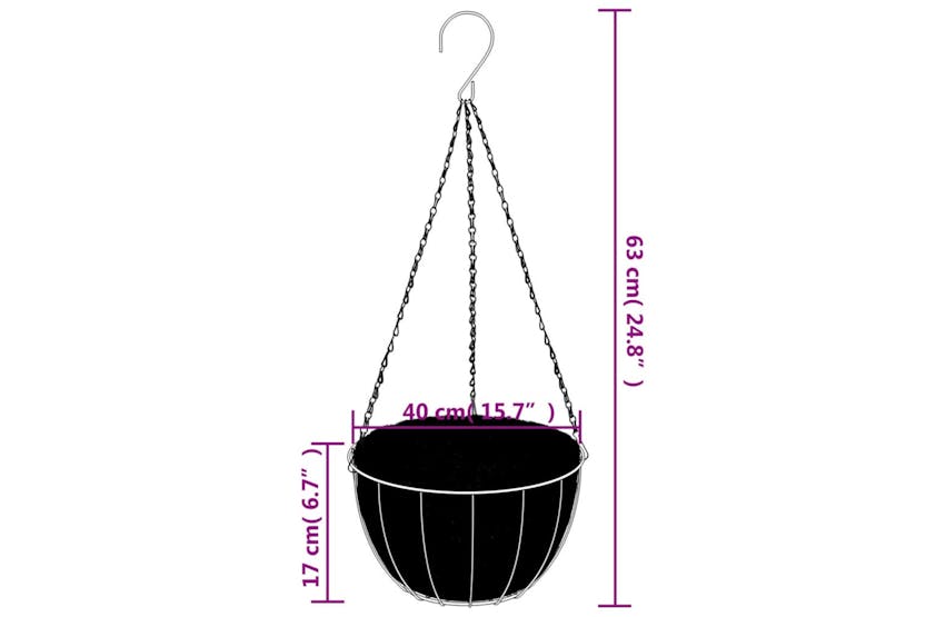 Vidaxl 3188015 Hanging Basket Brackets With Planters 4 Pcs Black Steel
