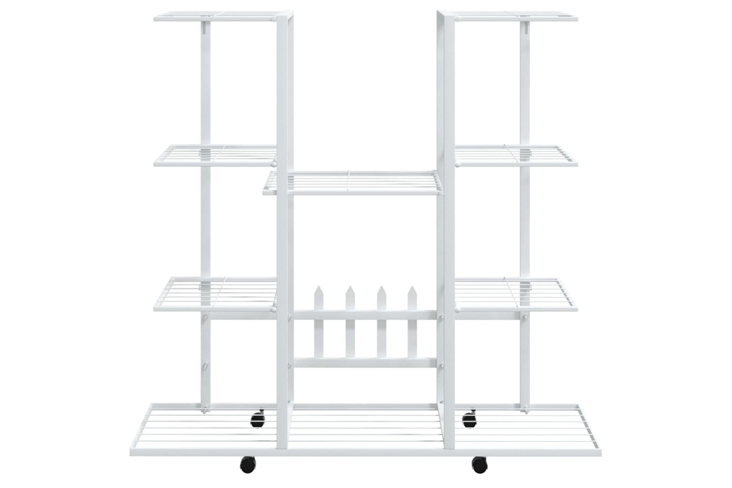vidaXL 343122 Flower Stand With Wheels 94.5x24.5x91.5cm White Iron