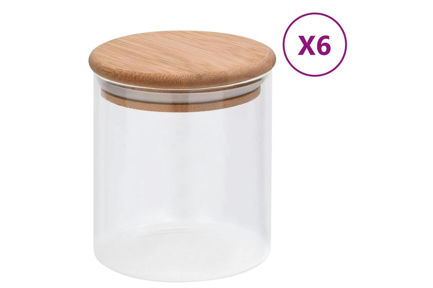 Vidaxl 150694 Storage Glass Jars With Bamboo Lid 6 Pcs 600 Ml