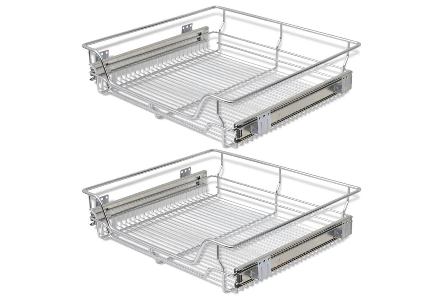 Vidaxl 50481 Pull-out Wire Baskets 2 Pcs Silver 600 Mm