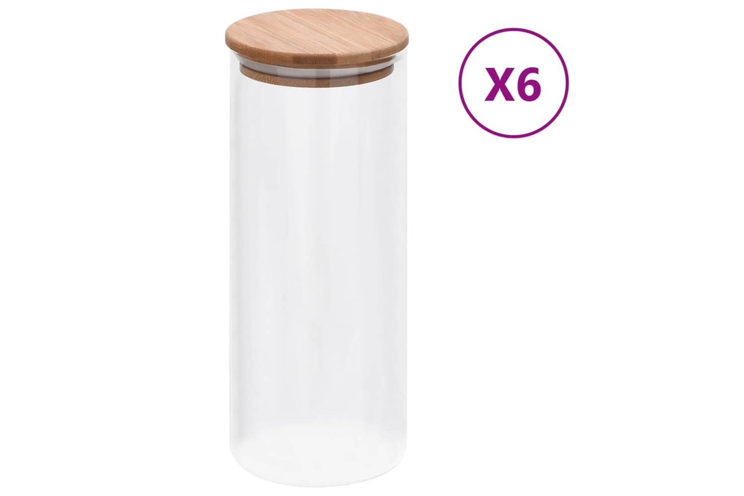 vidaXL 150696 Storage Glass Jars With Bamboo Lid 6 Pcs 1000 Ml