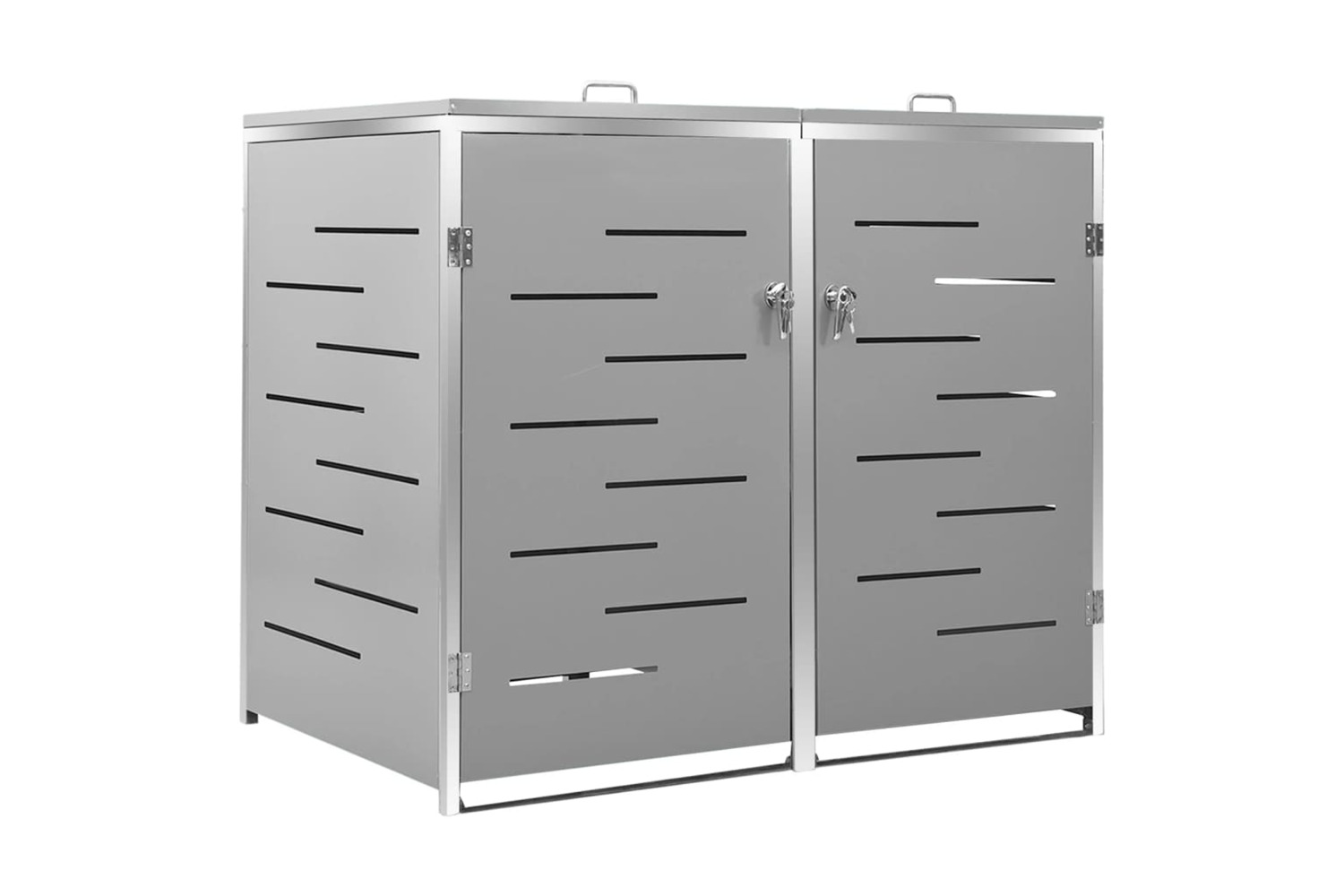 vidaXL Double Wheelie Bin Shed 138x77.5x112.5cm Stainless Steel