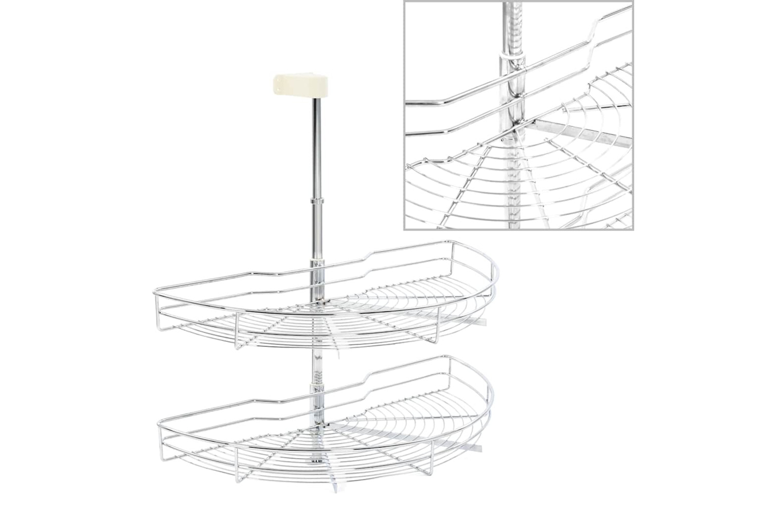 Vidaxl 2-tier Kitchen Wire Basket Silver 180 Degree 75x38x80 Cm