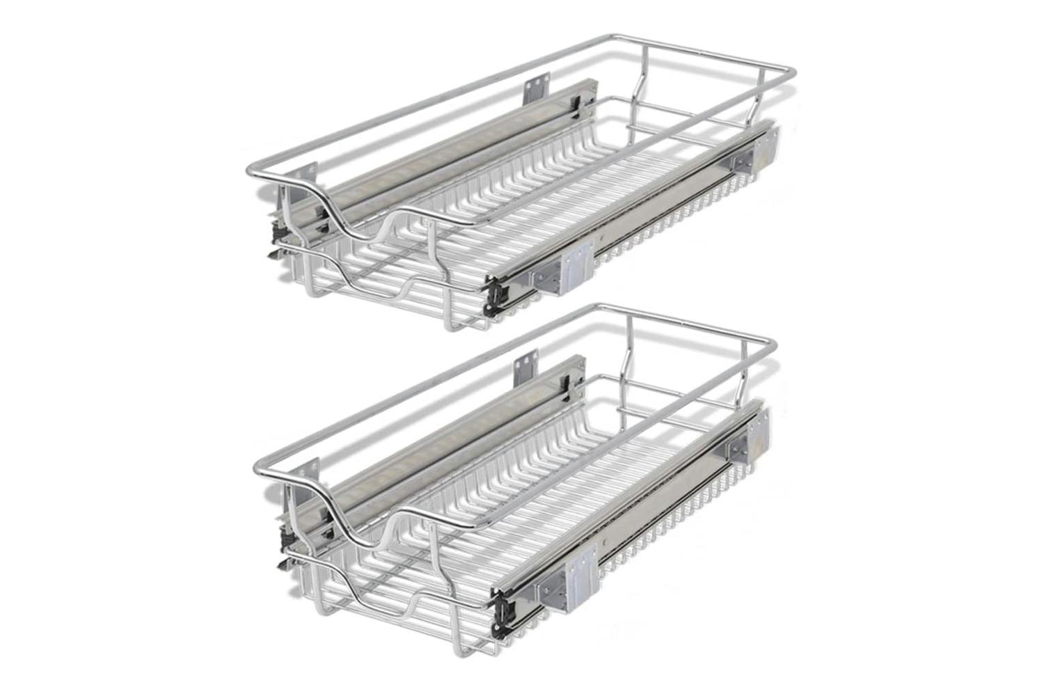 Vidaxl 50478 Pull-out Wire Baskets 2 Pcs Silver 300 Mm