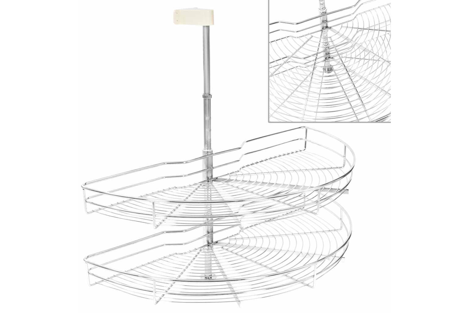 Vidaxl 2-tier Kitchen Wire Basket Silver 180 Degree 85x44x80 Cm