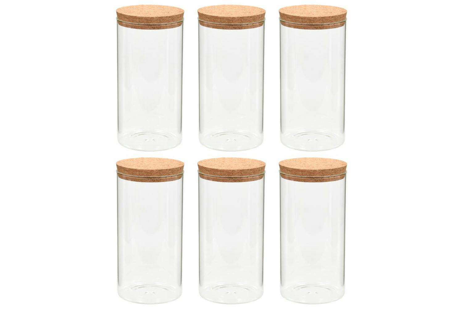 Vidaxl 50841 Storage Glass Jars With Cork Lid 6 Pcs 1400 Ml