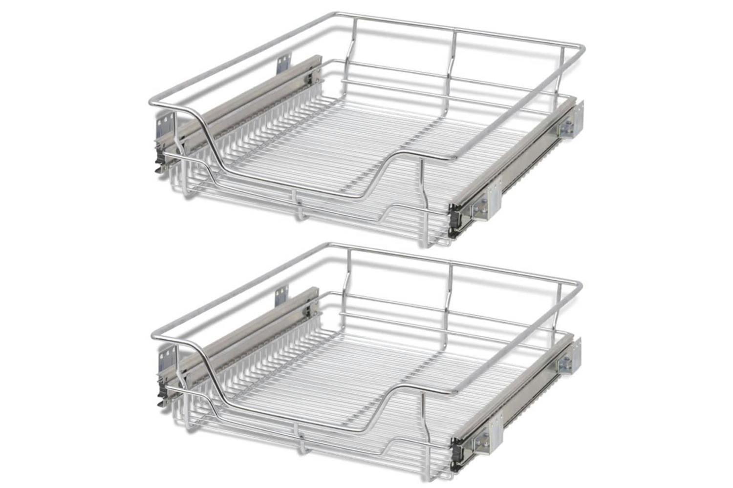 Vidaxl 50480 Pull-out Wire Baskets 2 Pcs Silver 500 Mm
