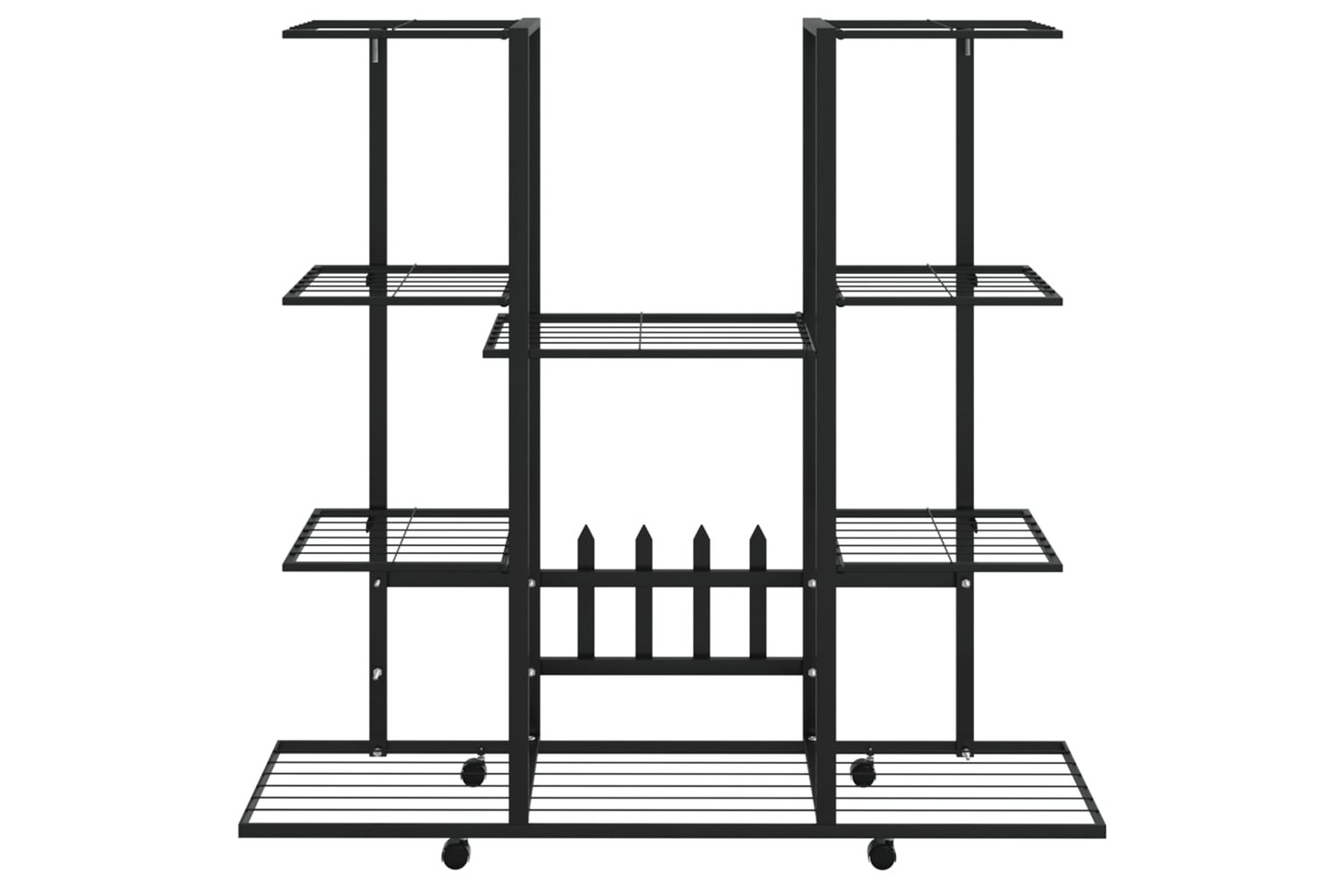vidaXL 343121 Flower Stand With Wheels 94.5x24.5x91.5cm Black Iron