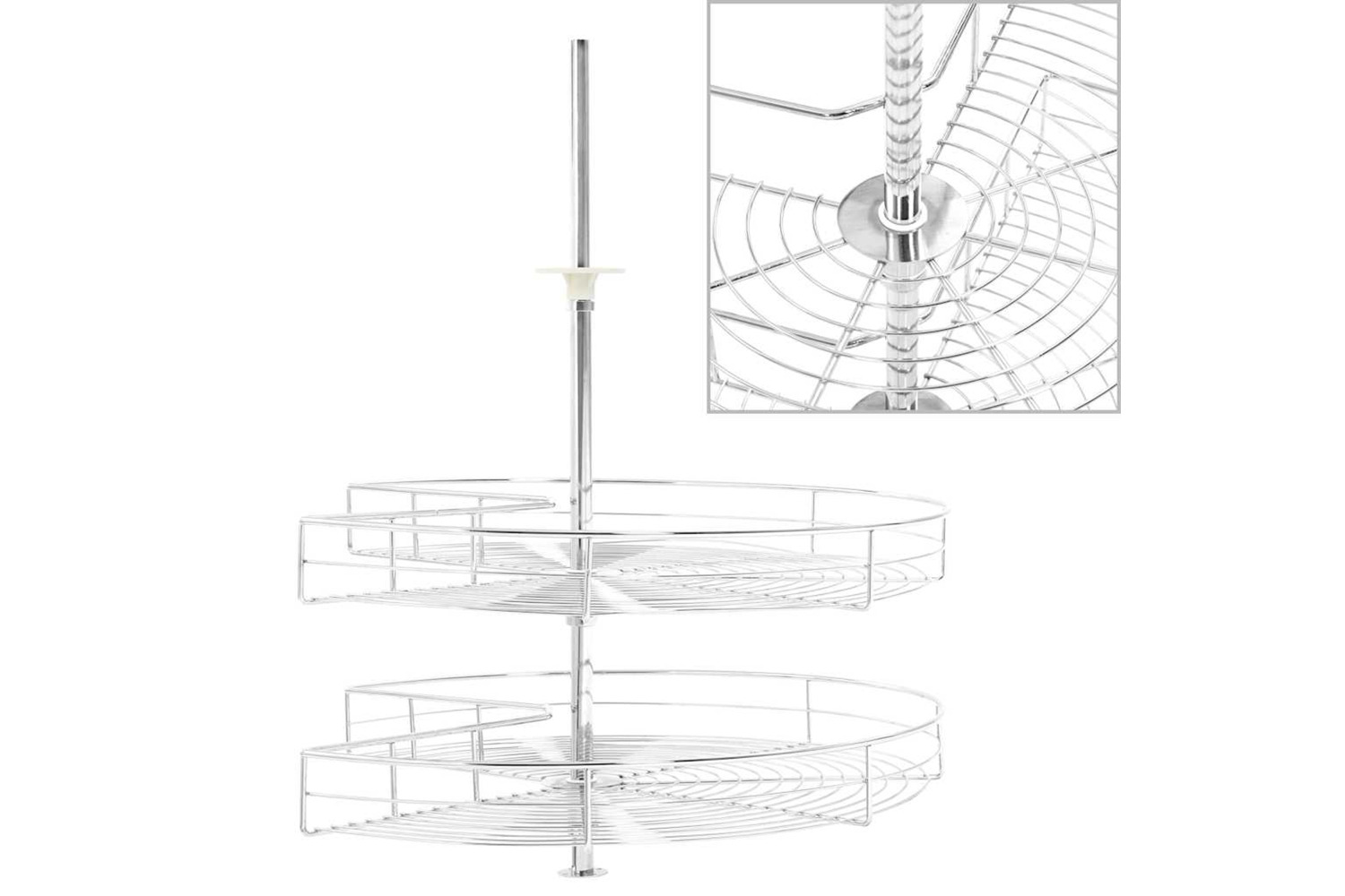 Vidaxl 2-tier Kitchen Wire Basket Silver 270 Degree 71x71x80 Cm
