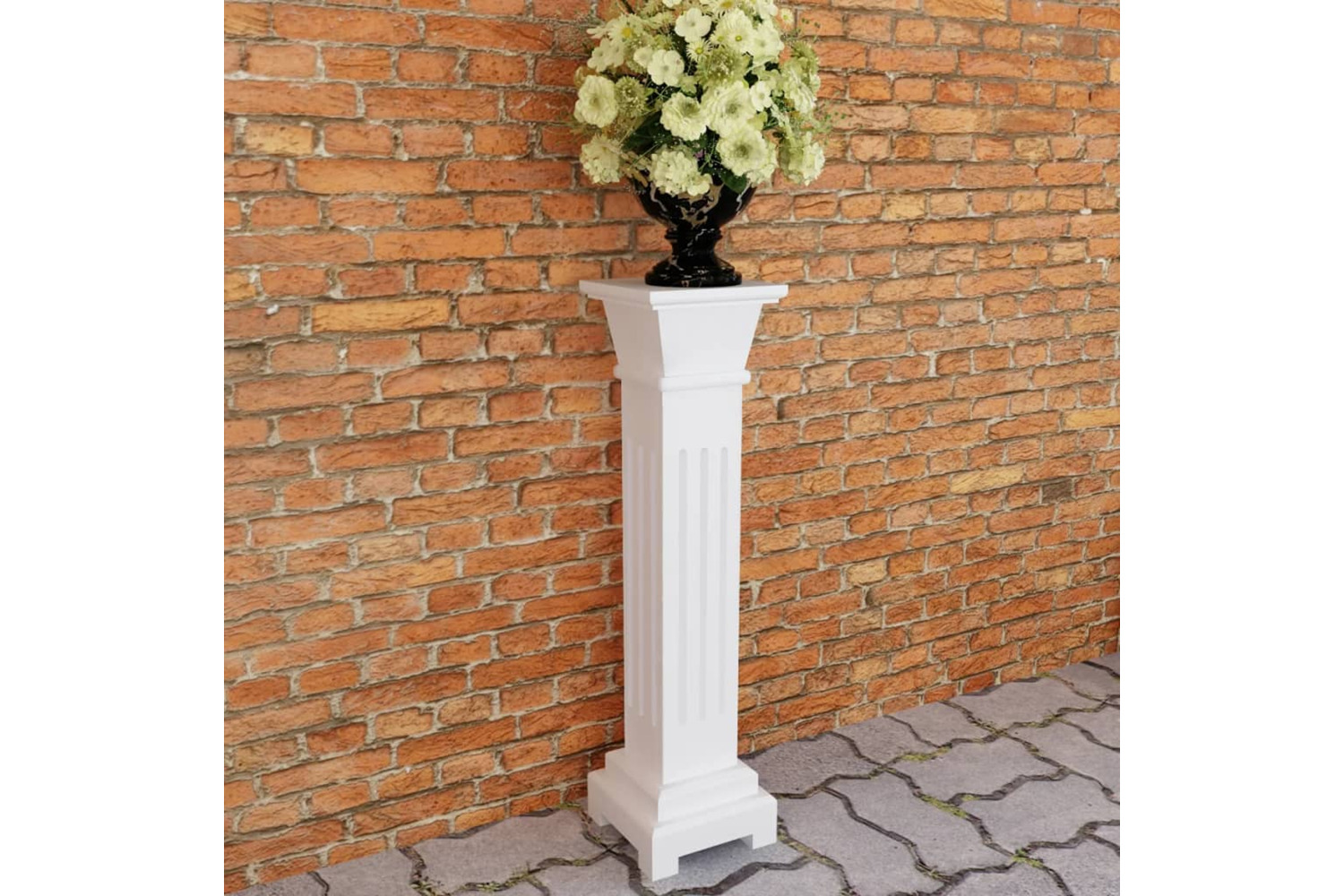 vidaXL 241849 Classic Square Pillar Plant Stand Mdf