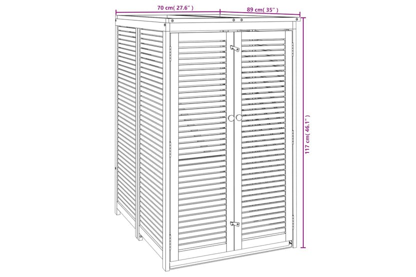 Vidaxl 360027 Single Garbage Bin Shed 70x89x117 Cm Solid Wood Acacia