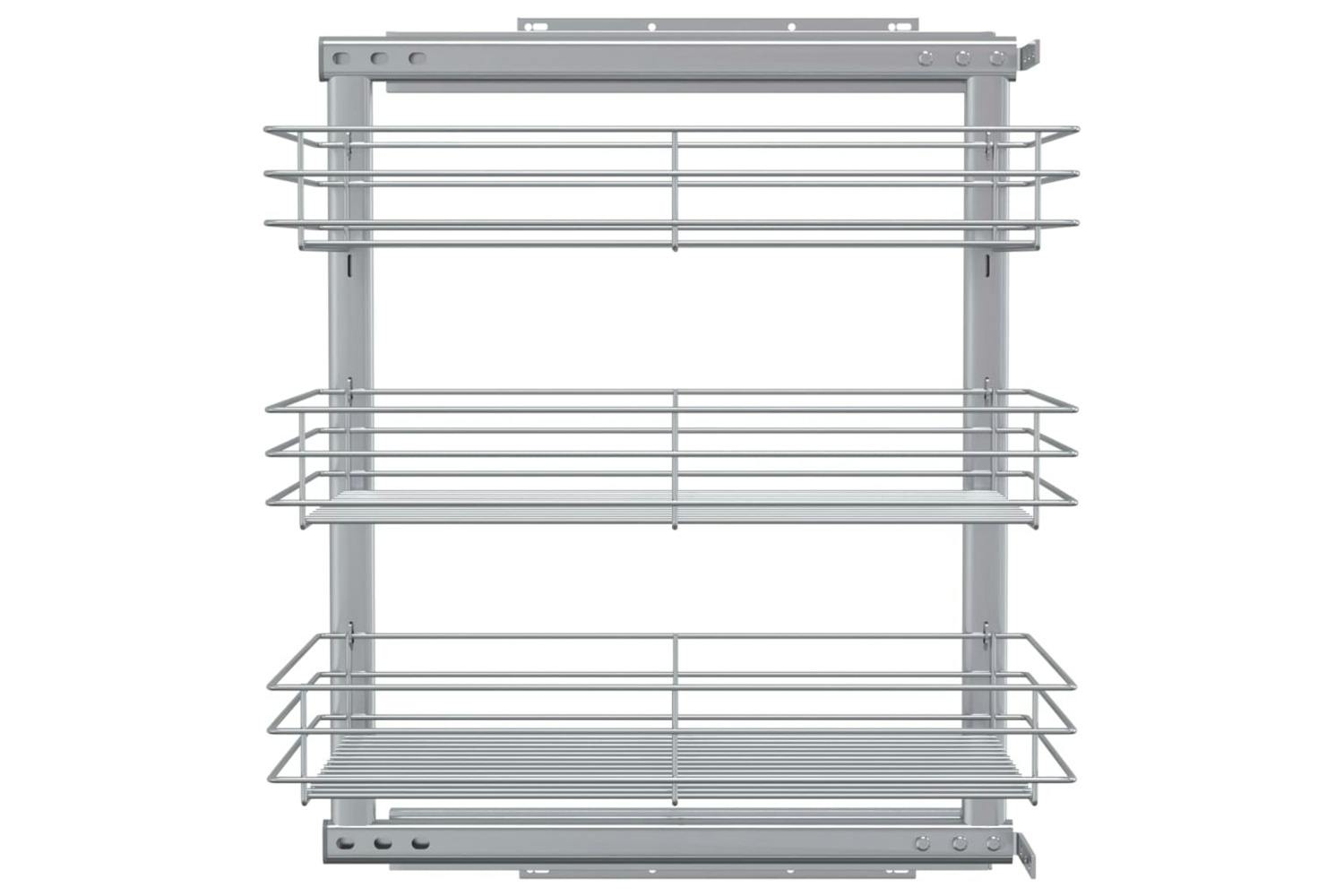 Vidaxl 50970 3-tier Pull-out Kitchen Wire Basket Silver 47x35x56 Cm