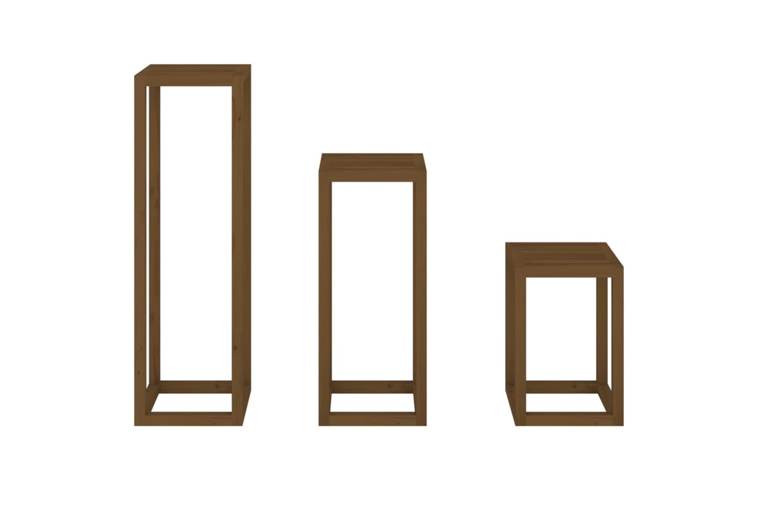 vidaXL 822270 3 Piece Plant Stand Set Honey Brown Solid Wood Pine