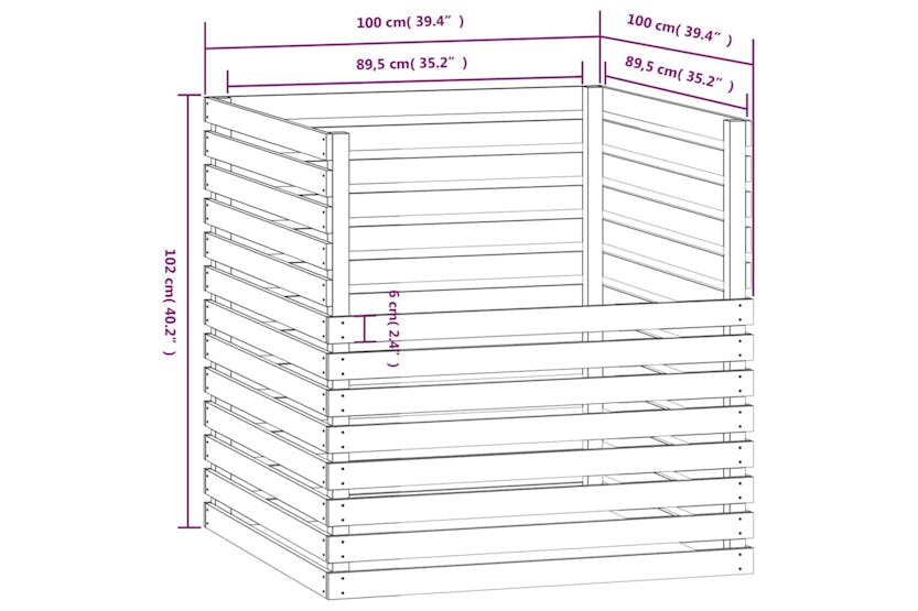 Vidaxl 822192 Composter 100x100x102 Cm Solid Wood Pine