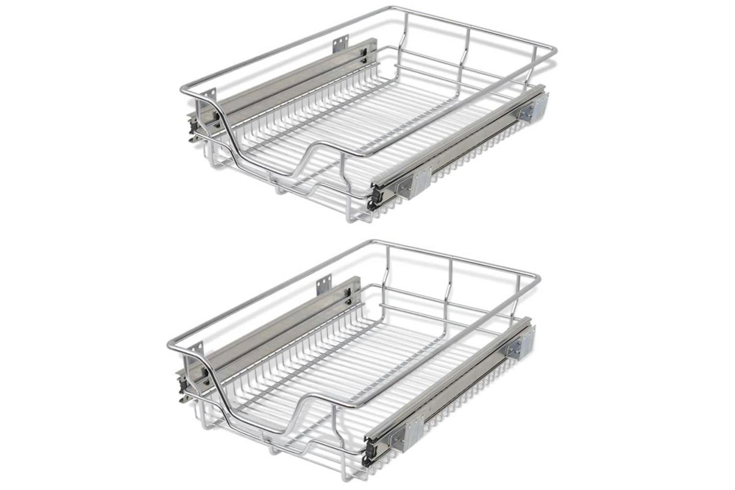 Vidaxl 50479 Pull-out Wire Baskets 2 Pcs Silver 400 Mm