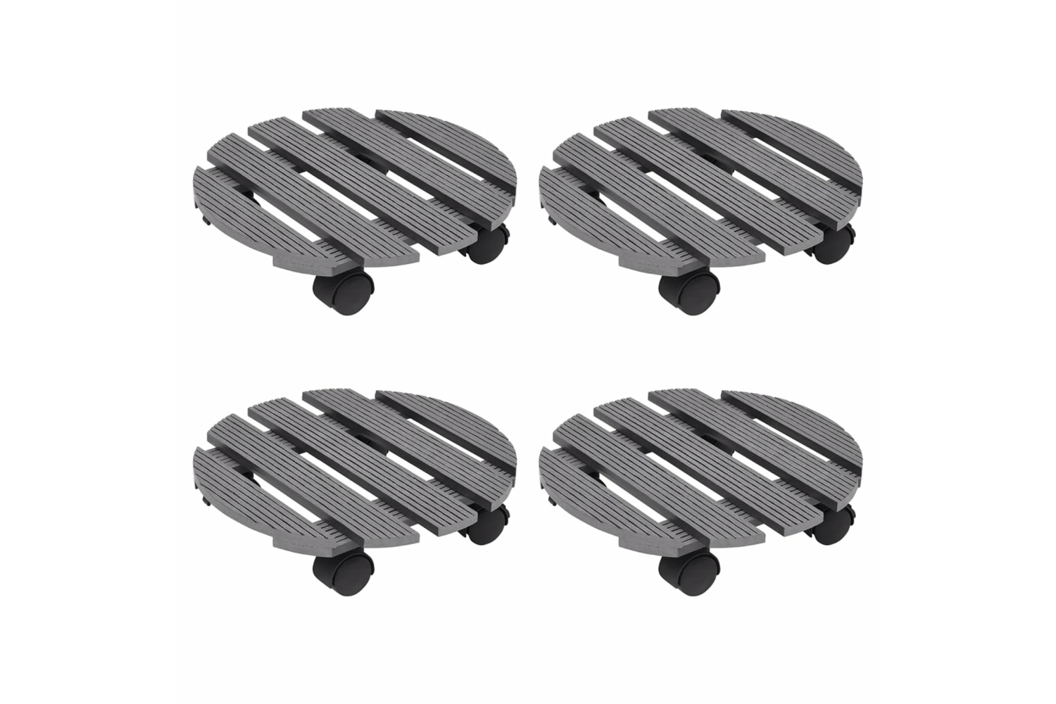 vidaXL 3143924 Plant Trolleys 4 Pcs Grey ÃÂ30x7,5cm Wpc