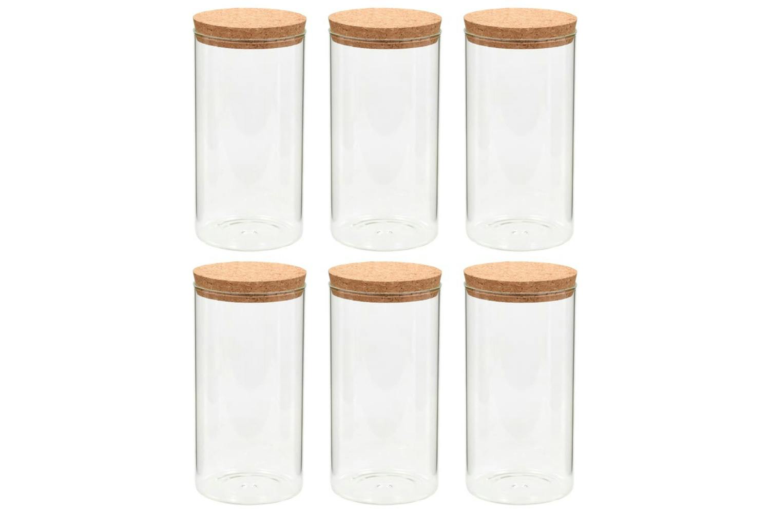 Vidaxl 50840 Storage Glass Jars With Cork Lid 6 Pcs 1100 Ml