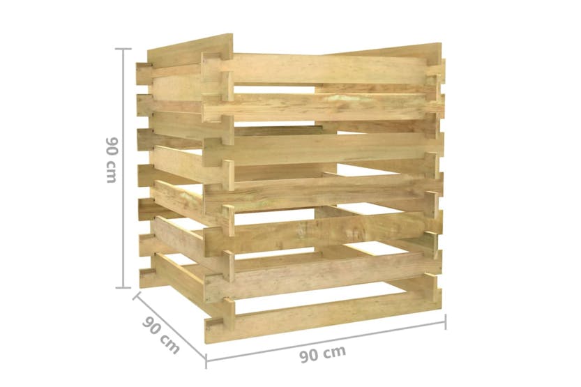 Vidaxl 318377 Slatted Garden Composter 90x90x90 Cm Impregnated Pinewood