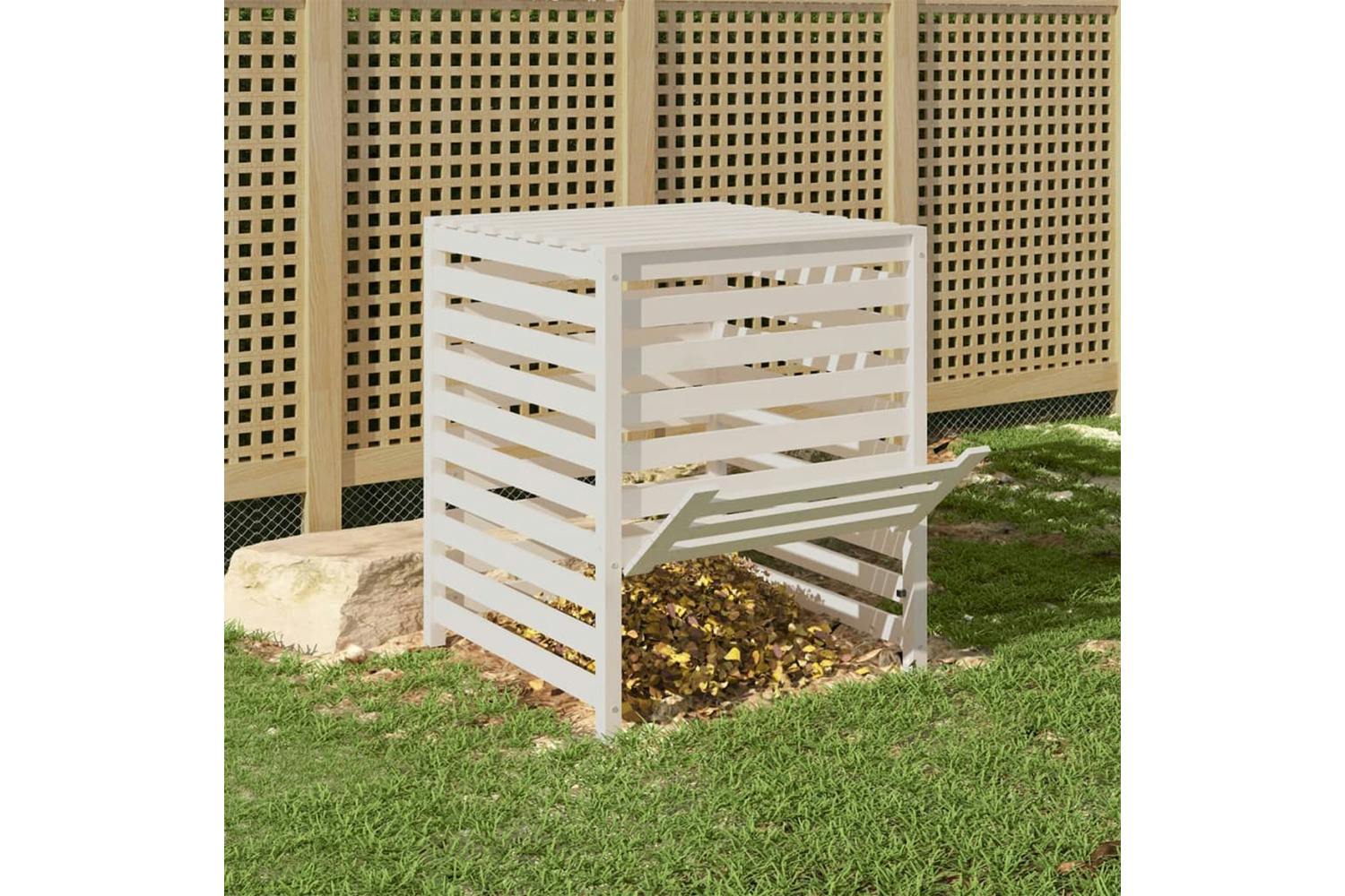 Vidaxl 823816 Composter White 82.5x82.5x99.5 Cm Solid Wood Pine