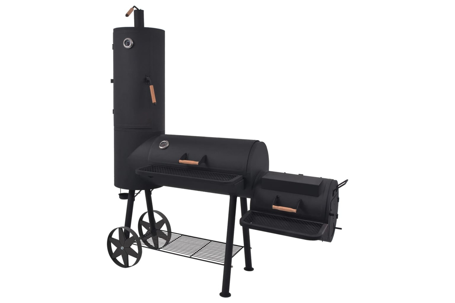vidaXL 43155 Bbq Charcoal Smoker With Bottom Shelf Black Heavy Xxl