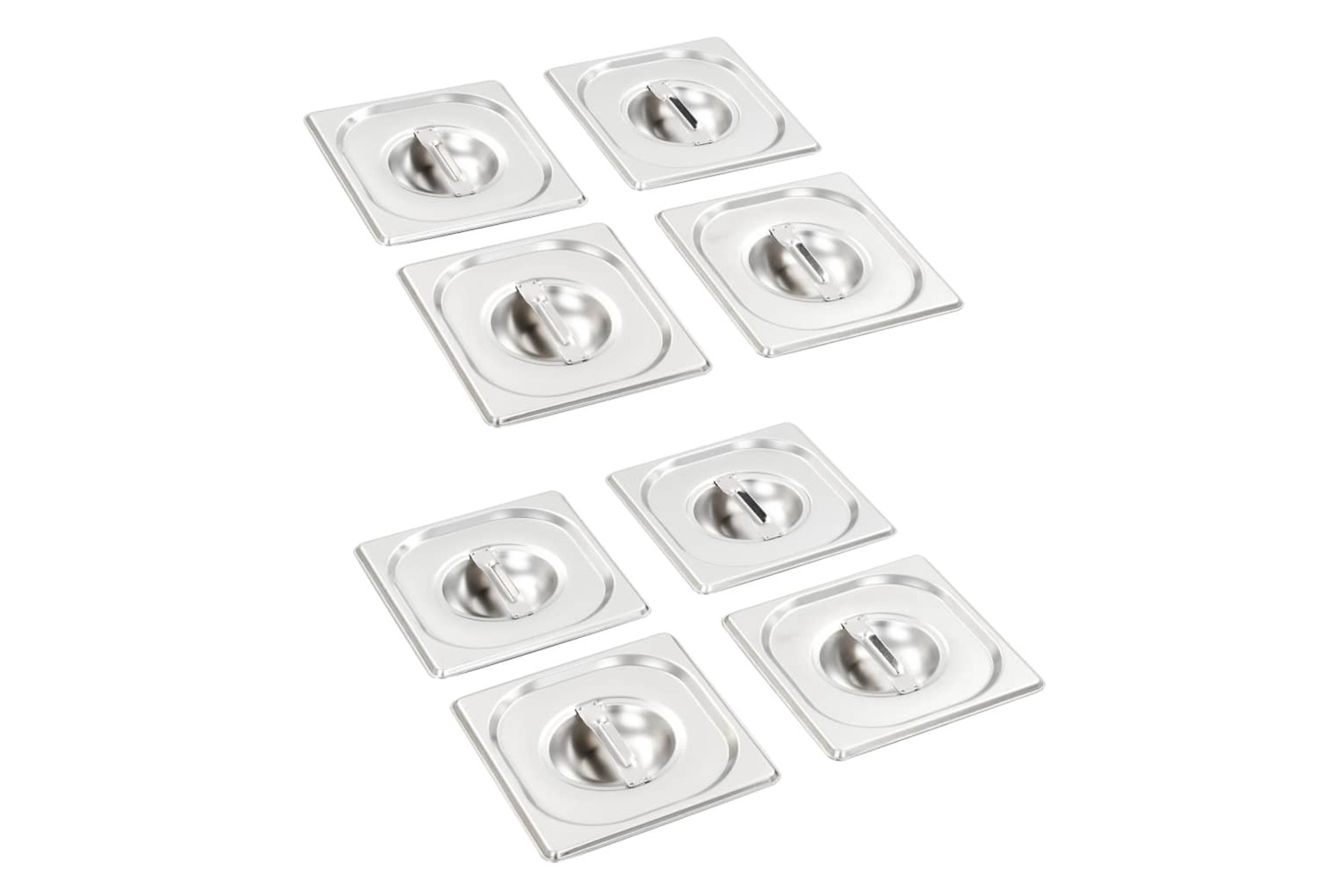 vidaXL 50910 Lids For Gn 1/6 Pan 8 Pcs Stainless Steel