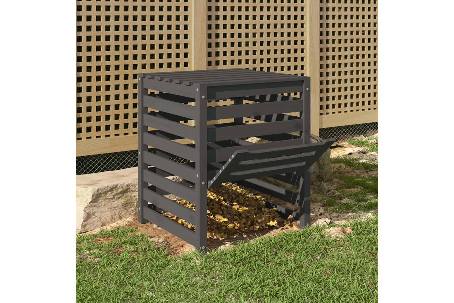 vidaXL 823810 Composter Grey 63.5x63.5x77.5cm Solid Wood Pine