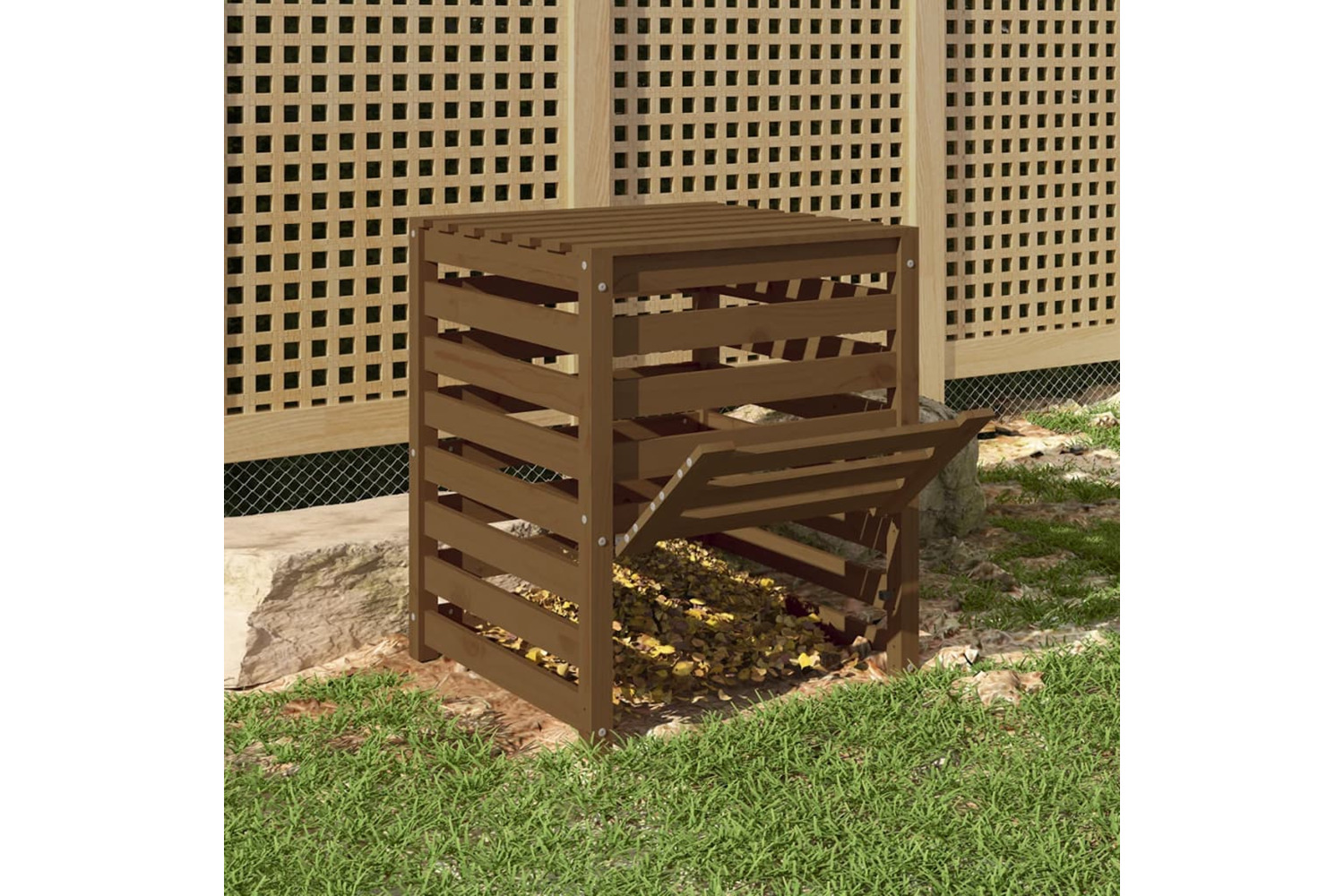 vidaXL 823811 Composter Honey Brown 63.5x63.5x77.5cm Solid Wood Pine