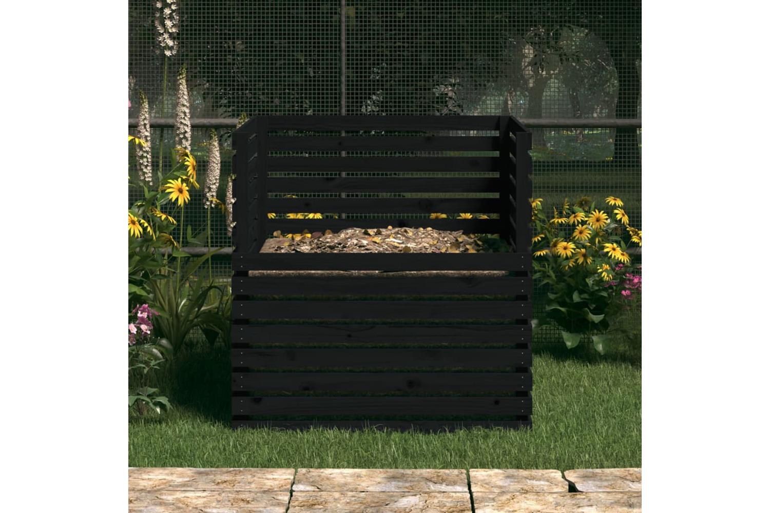 vidaXL 822196 Composter Black 100x100x102cm Solid Wood Pine