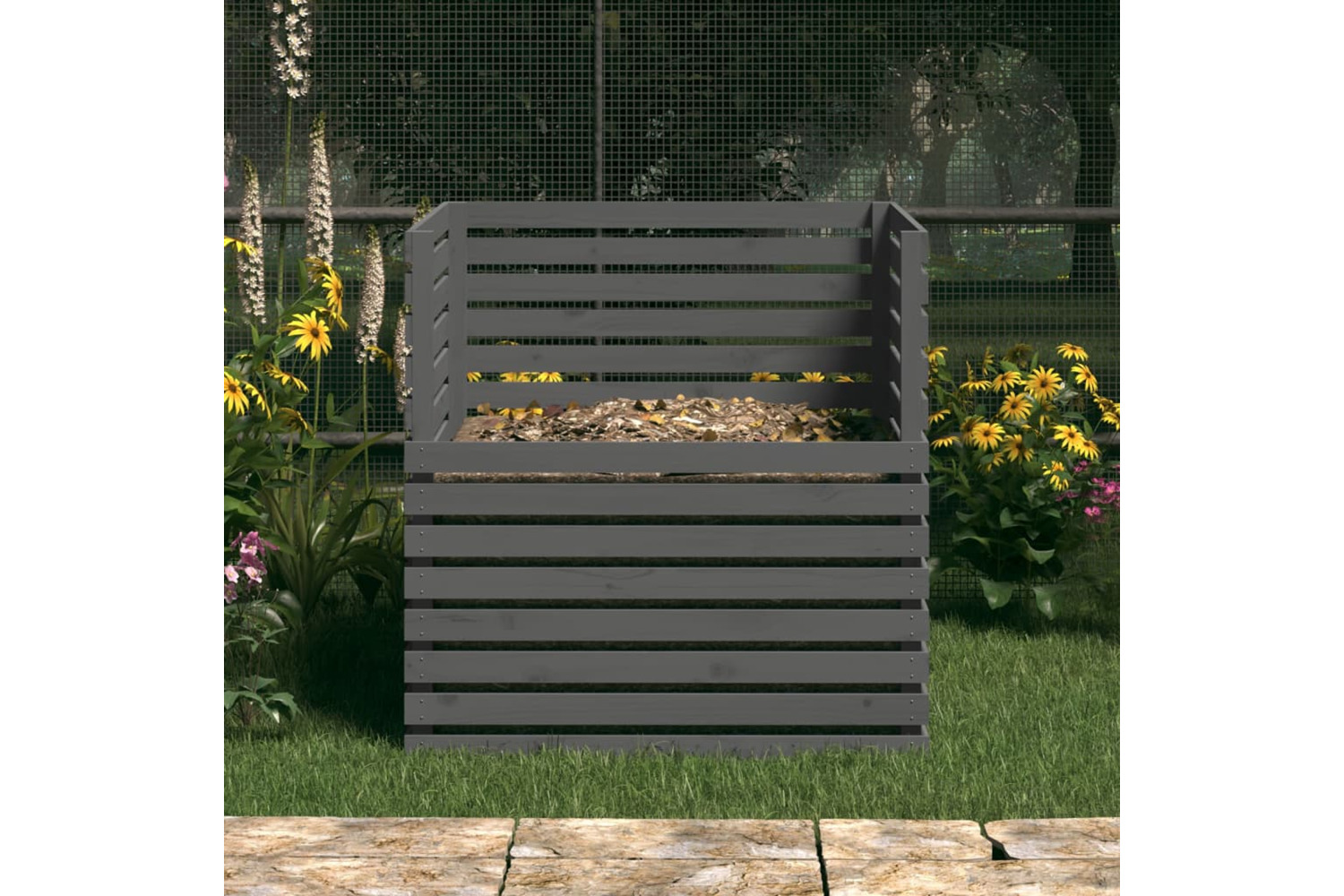 vidaXL 822194 Composter Grey 100x100x102cm Solid Wood Pine