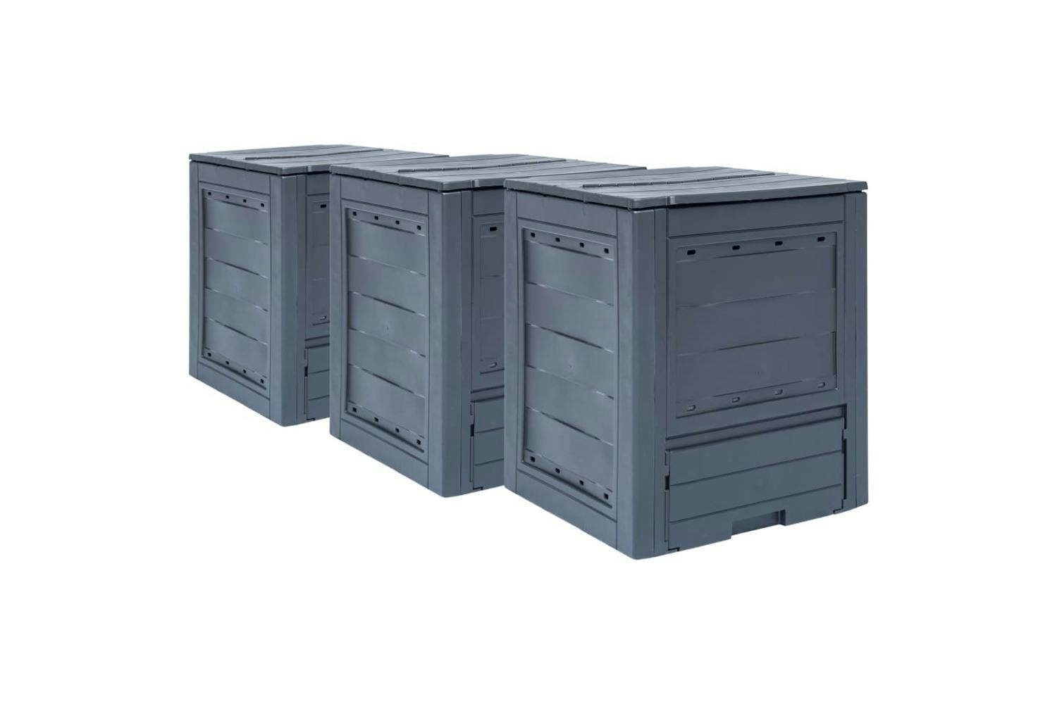 Vidaxl 278920 Garden Composters 3 Pcs Grey 60x60x73cm 780 L