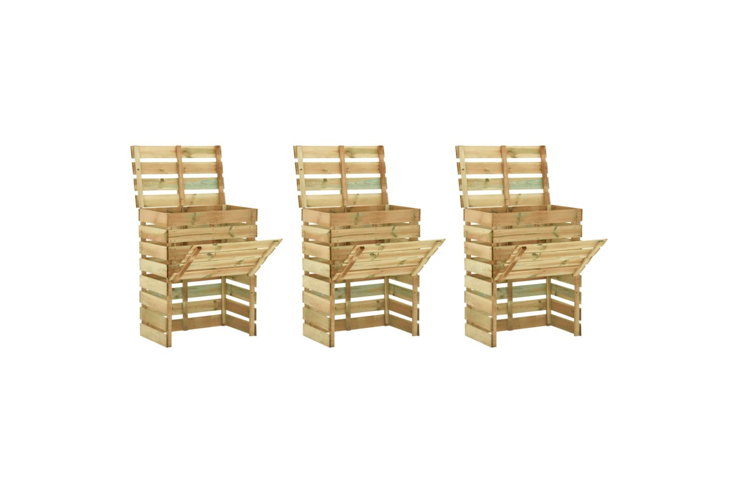 vidaXL 3078137 Slatted Garden Composter 3pcs 80x50x100cm Impregnated Pinewood