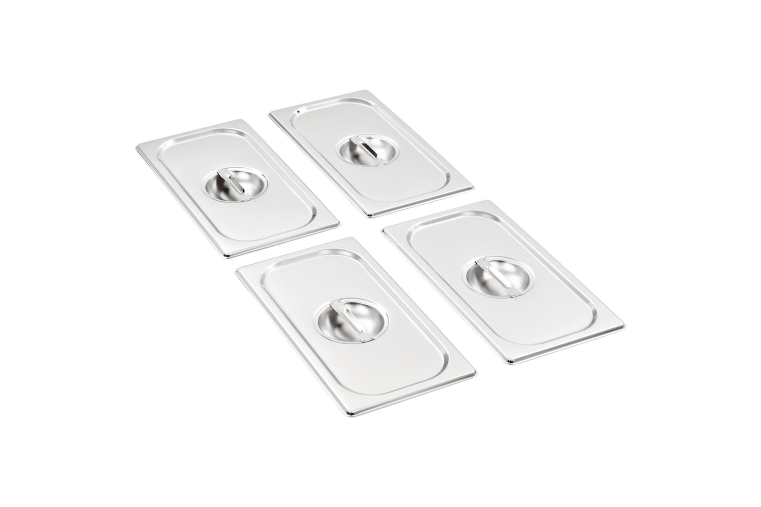 vidaXL 50898 Lids For Gn 1/3 Pan 4 Pcs Stainless Steel