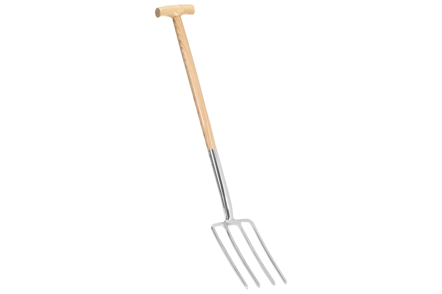 vidaXL 146145 Garden Digger Fork T Grip Stainless Steel And Ashwood