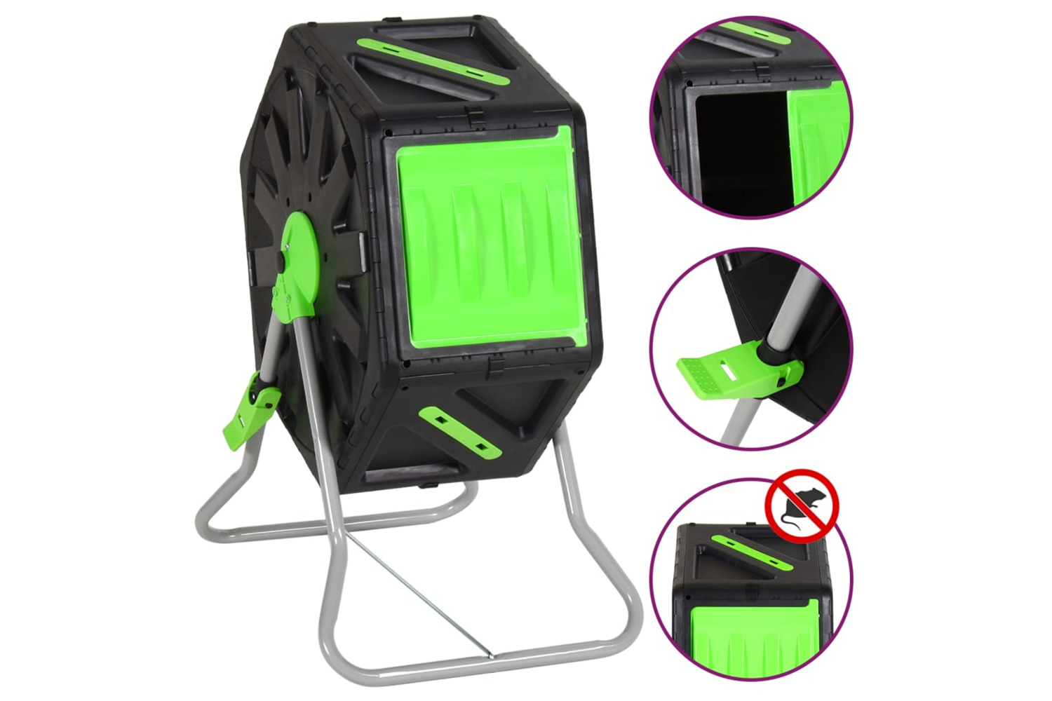 vidaXL 153608 Tumbling Composter 60x43x74cm 70 L Polypropylene