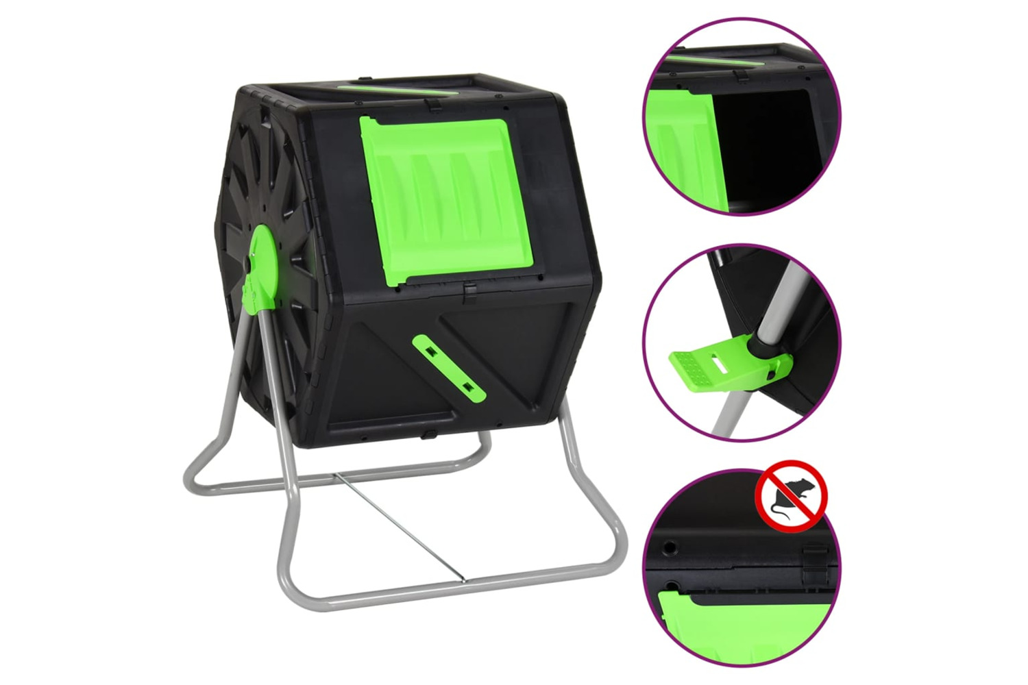 vidaXL 153610 Tumbling Composter 60x58x74cm 105 L Polypropylene