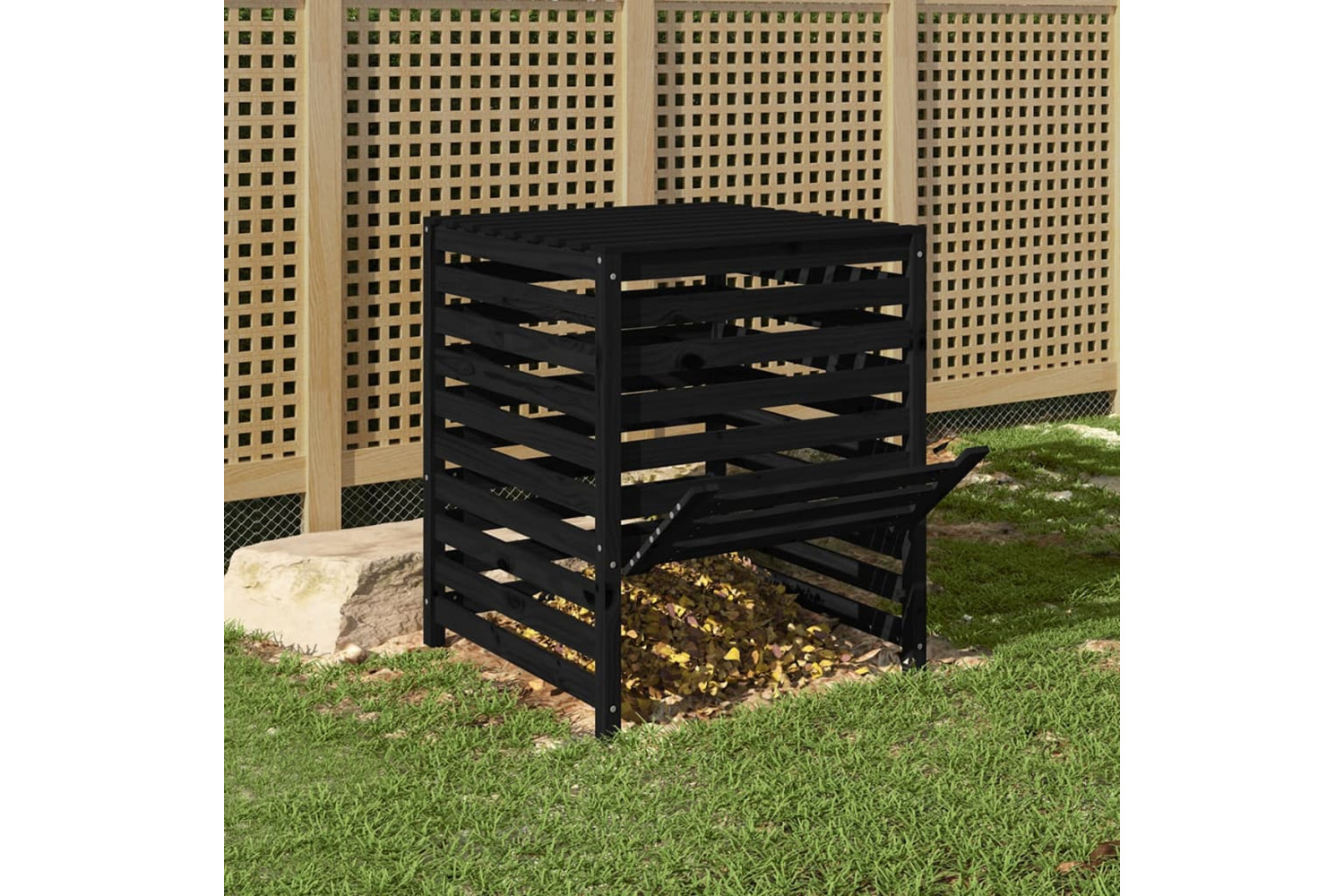 vidaXL 823819 Composter Black 82.5x82.5x99.5cm Solid Wood Pine