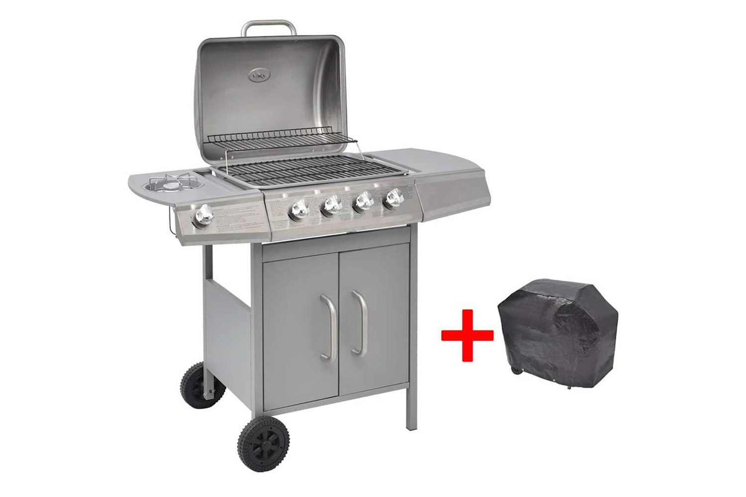 Vidaxl Gas Barbecue Grill 4+1 Cooking Zone Silver
