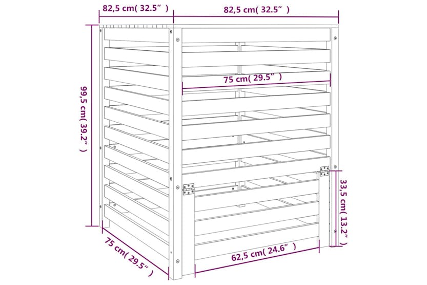 Vidaxl 823820 Composter 82.5x82.5x99.5 Cm Solid Wood Douglas