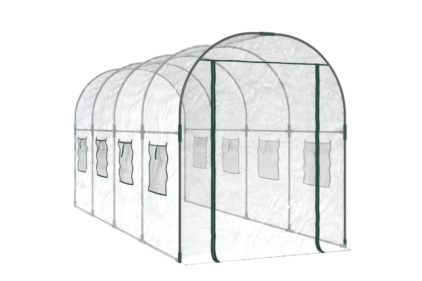 Vidaxl 317247 Greenhouse Transparent 160x400x190 Cm Pvc&powder-coated Steel