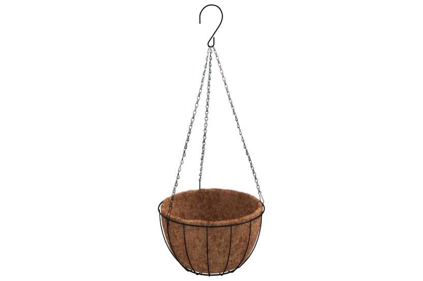 Vidaxl 319359 Hanging Planters 4 Pcs With Coco Liners Black Ã 40x63 Cm Steel