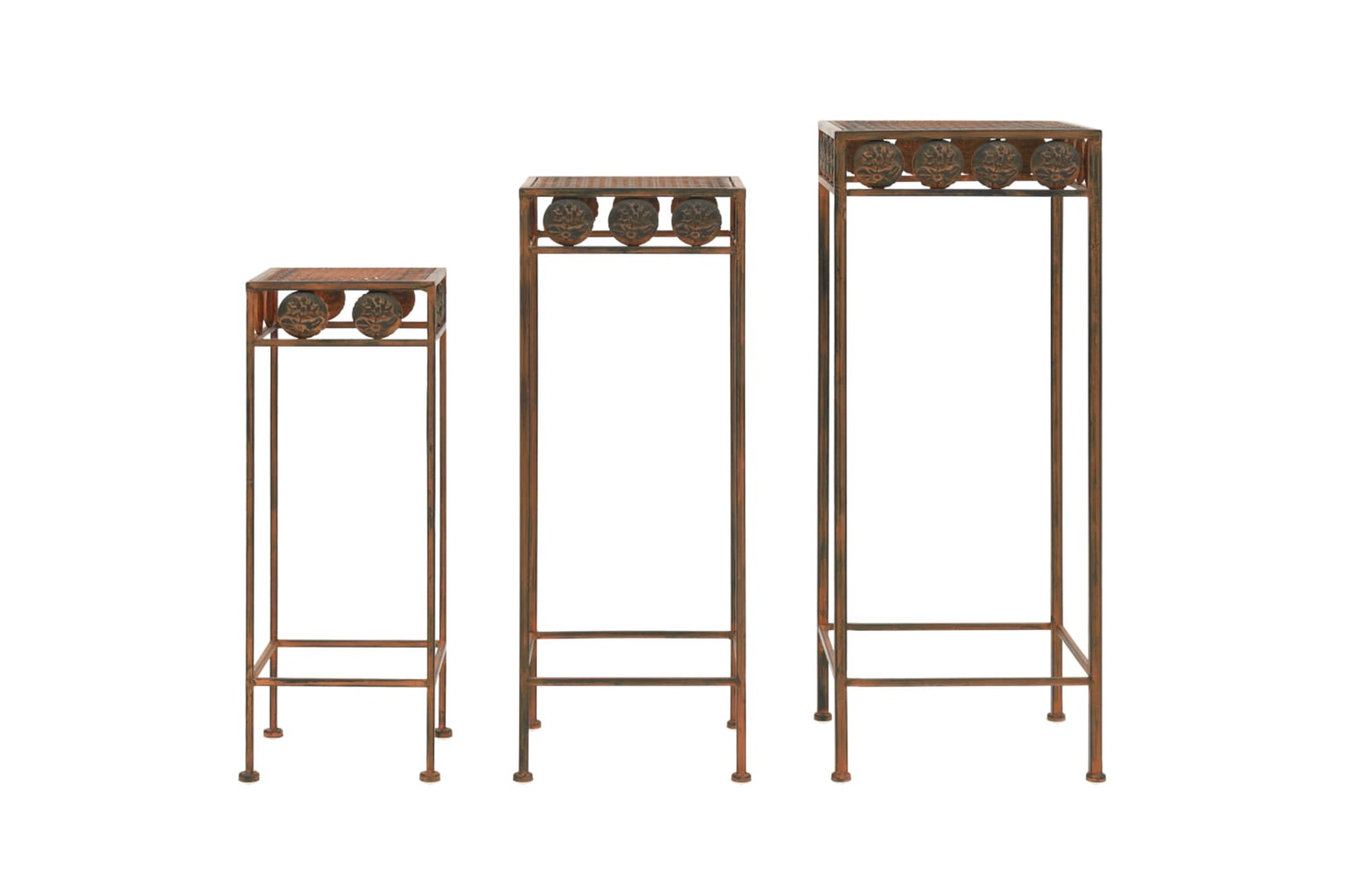vidaXL 245928 Plant Stand Set 3 Pieces Vintage Style Metal Rusty