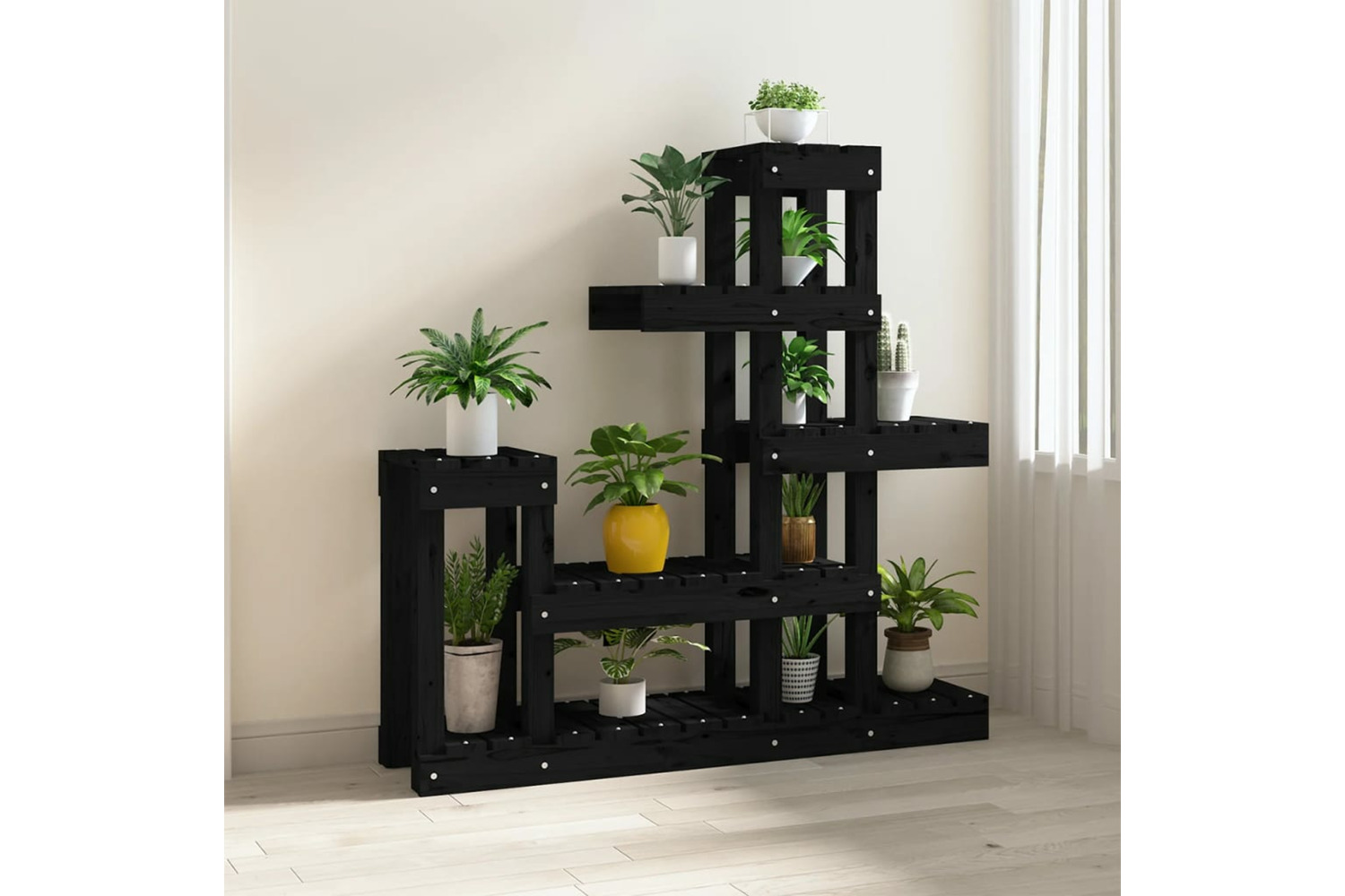 vidaXL 822106 Plant Stand Black 92x25x97cm Solid Wood Pine