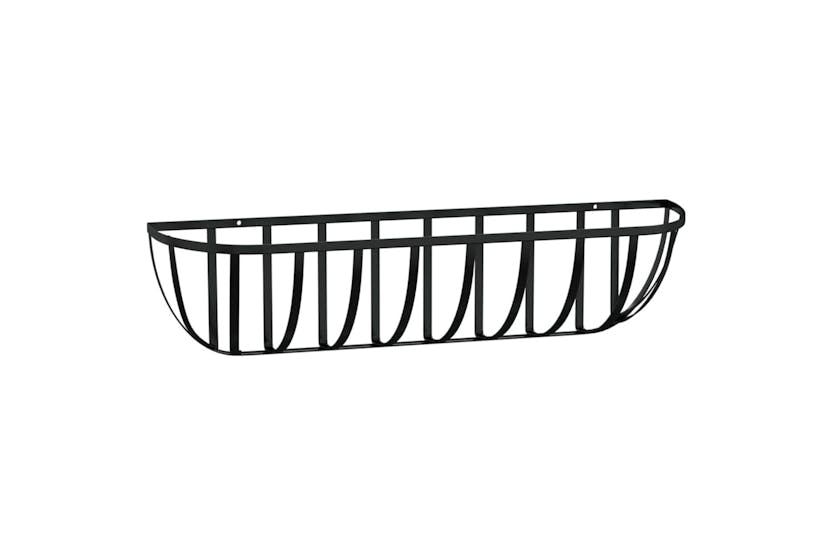 Vidaxl 319354 Wall Troughs 2 Pcs With Coco Liners Black 61x19x16 Cm Steel