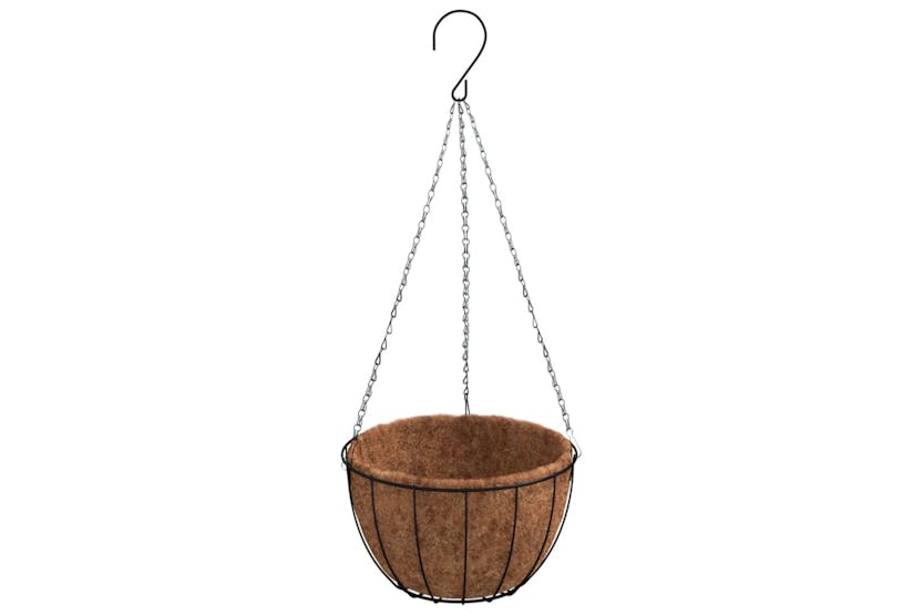 Vidaxl 319359 Hanging Planters 4 Pcs With Coco Liners Black Ã 40x63 Cm Steel