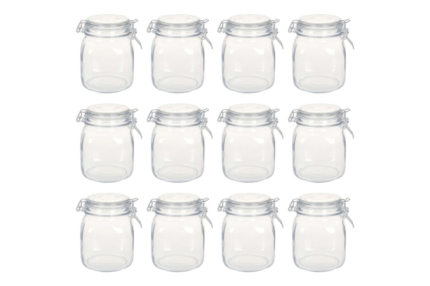 vidaXL 50823 Glass Jars With Lock 12 Pcs 1 L