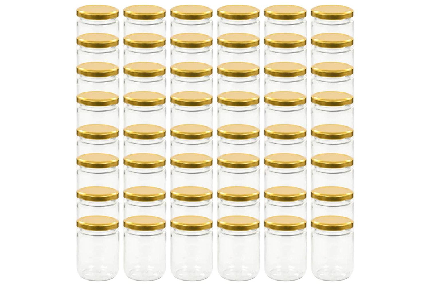 vidaXL 50802 Glass Jam Jars With Gold Lid 48 Pcs 230 Ml