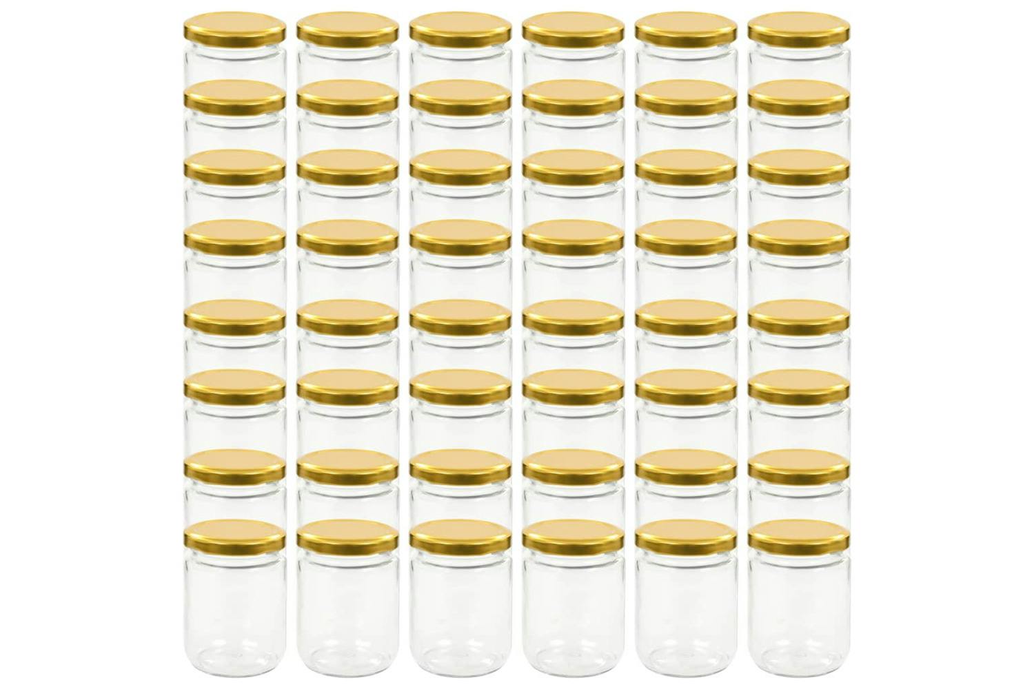 Vidaxl 50802 Glass Jam Jars With Gold Lid 48 Pcs 230 Ml