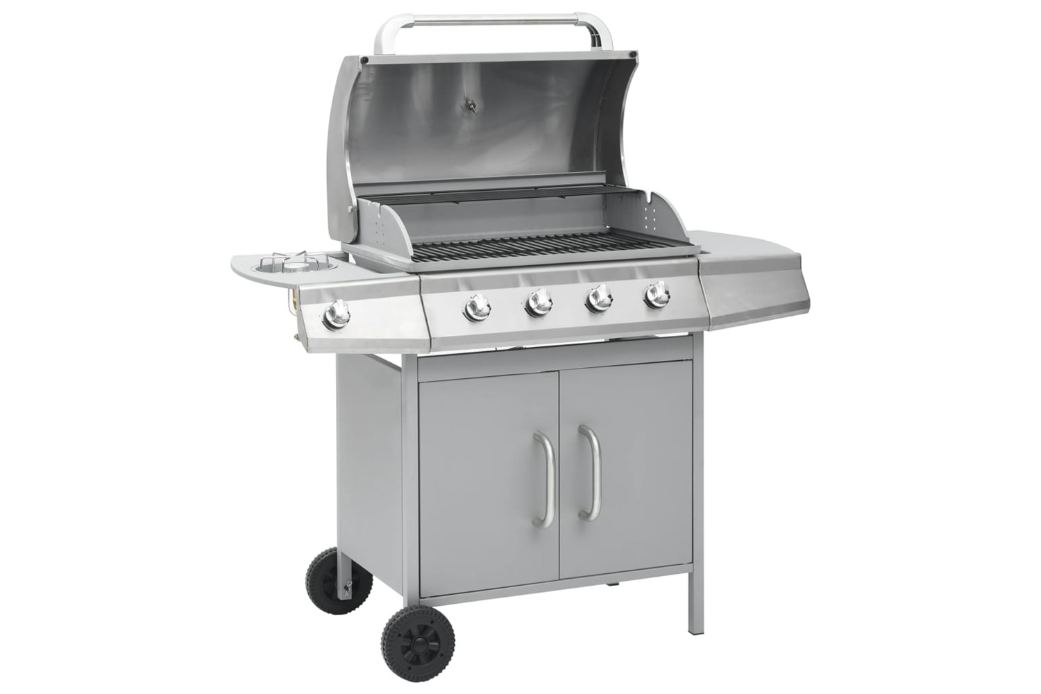 vidaXL 310109 Gas Barbecue Grill 4+1 Cooking Zone Silver Stainless Steel