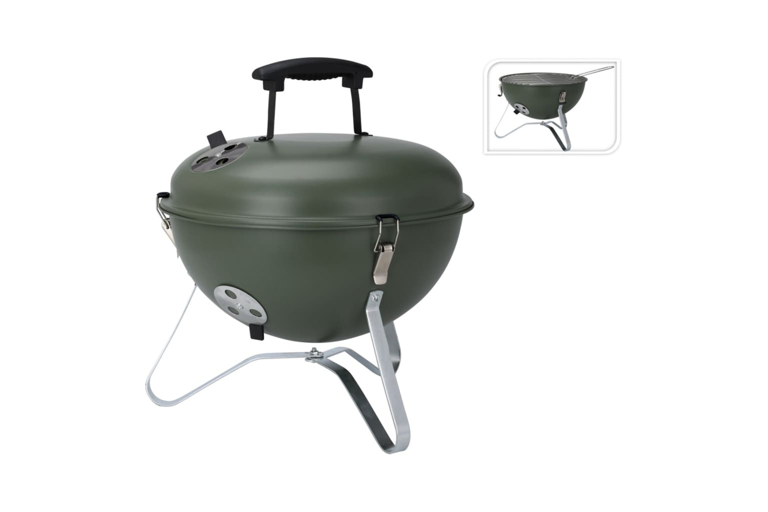 Progarden 445909 Bbq Grill Ball Shape 37 Cm Olive Green